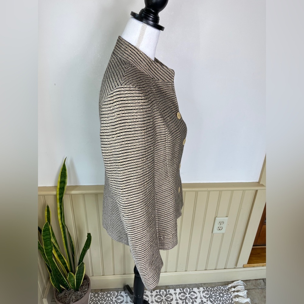 Zanella Italy Metallic Stripe Blazer 8 Dark Academia Heritage Luxe Jacket Office - Picture 7 of 10